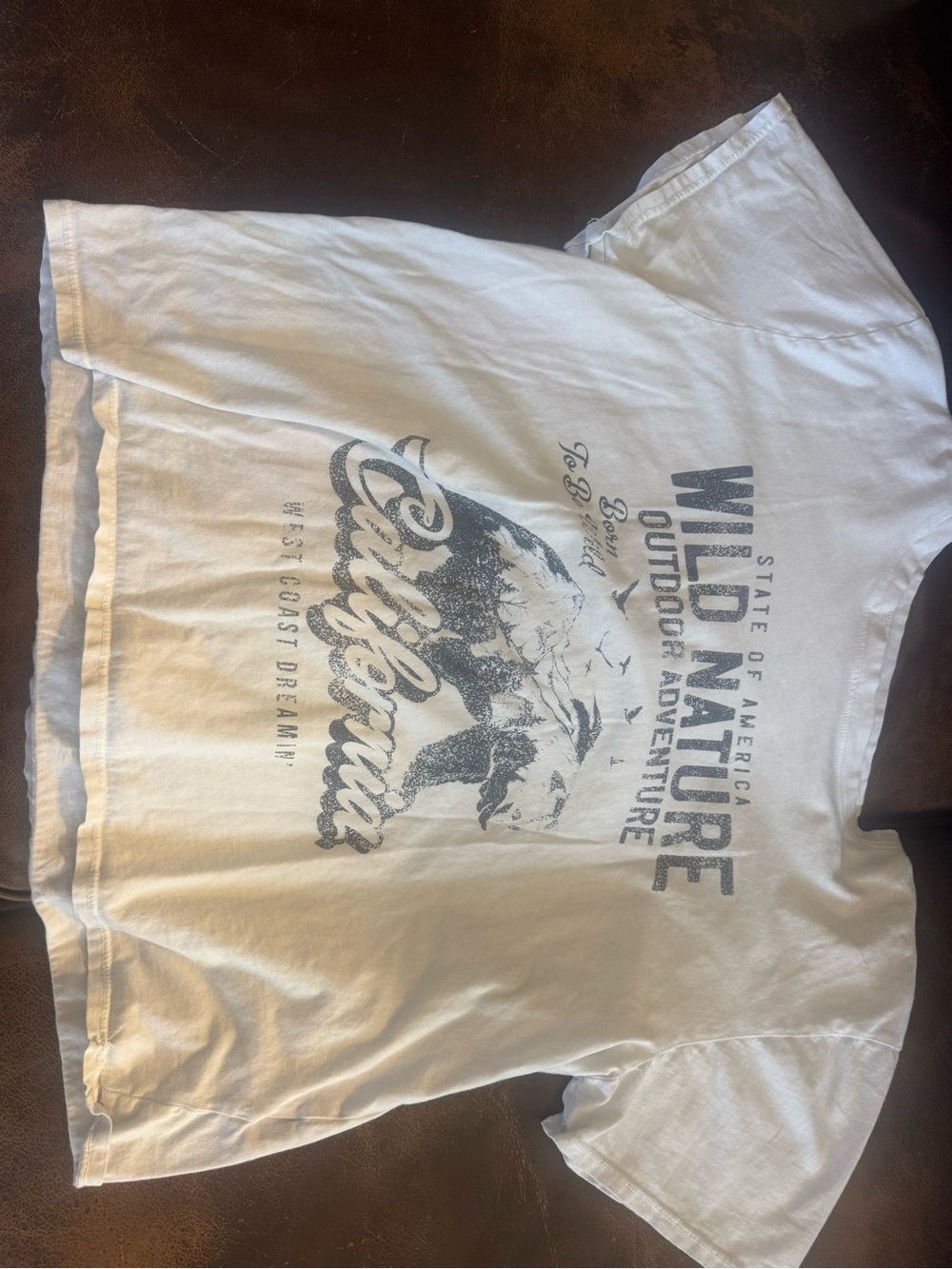 White 'Wild Nature Outdoor Adventure' Graphic Crop Top